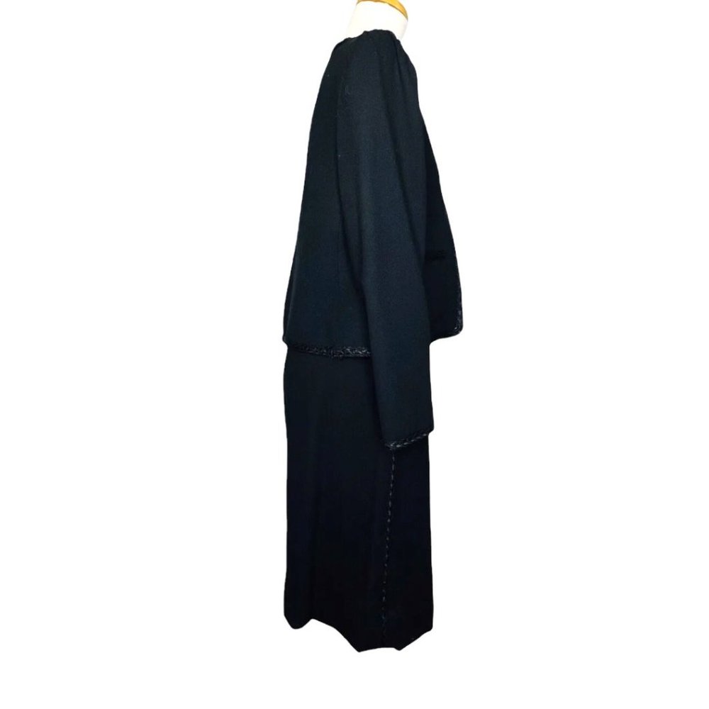 Limited Editions 60s Wool Skirt Suit Embroidered Piping Details Black EUC VINTG - Picture 10 of 13